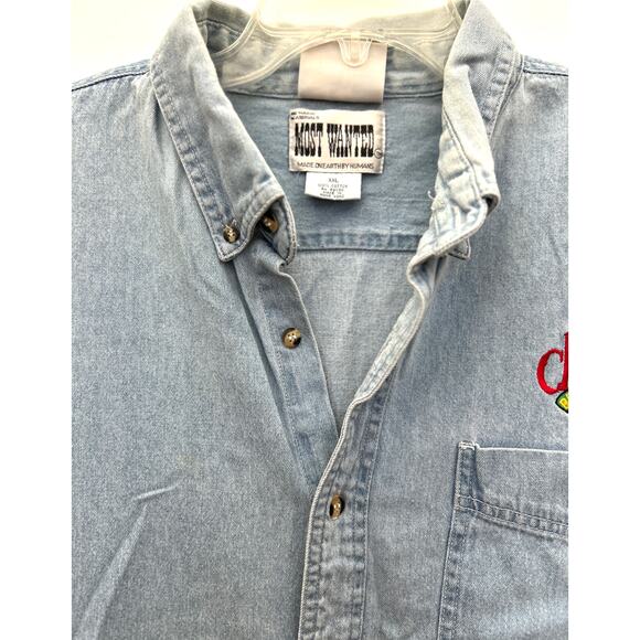 Vintage 2XL Most Wanted Chile Pepper Men’s Denim Shirt Excellent Condition - Picture 2 of 10